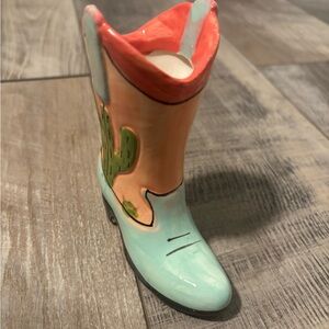 Colorful Ceramic Cowboy Boot Vase